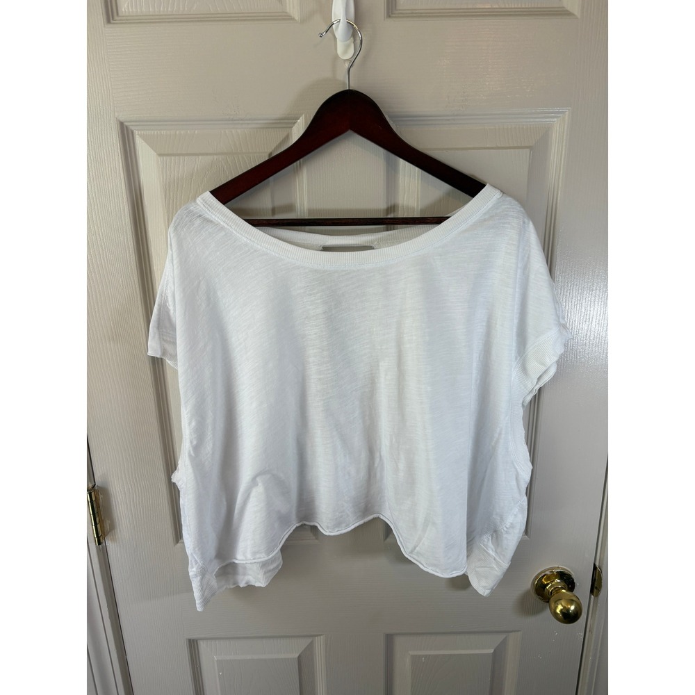 Natural Life Women White Slub Cotton Crossover Open Back Crop Top XL
